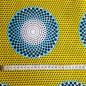 Preview: Afrikanischer Wax Print Stoff Baumwolle BLUE YELLOW CIRCLE